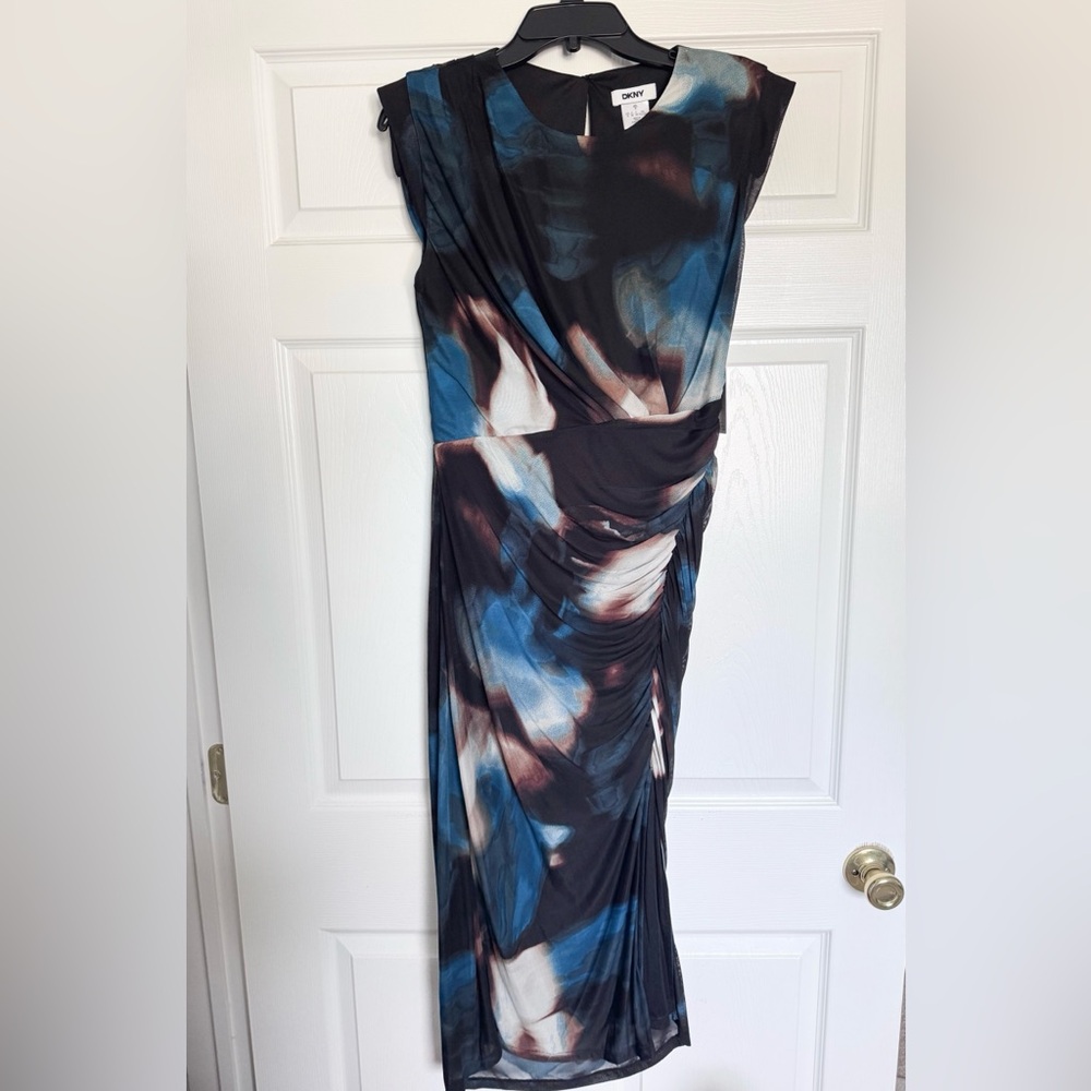 DKNY Sleeveless Ruched Midi Dress